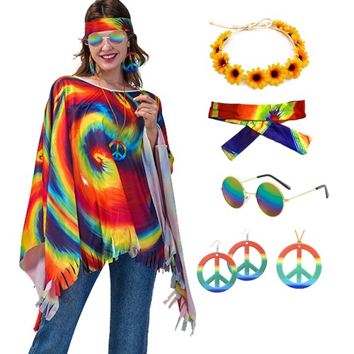 Hippie kostüm damen set 60er - kostüm,
